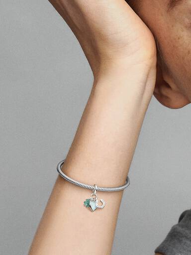 FINAL SALE - Four Leaf Clover, Heart and Horseshoe Triple Dangle Charm