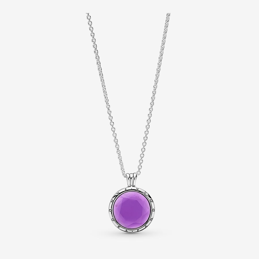 FINAL SALE - Limited Edition PANDORA Faceted Floating Locket Necklace, Synthetic Amethyst image number 0