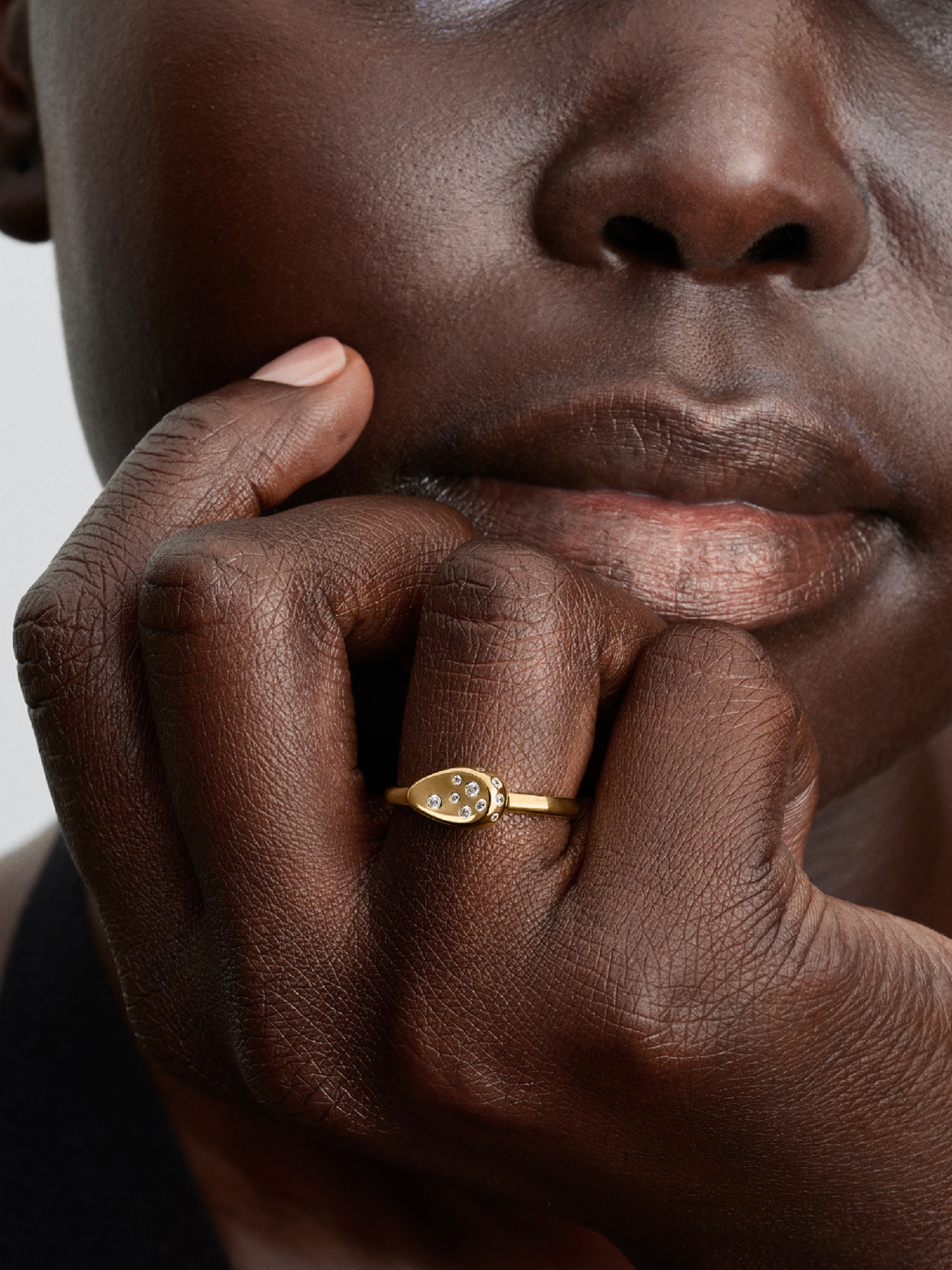 Small Stone-Set Oval Signet Ring