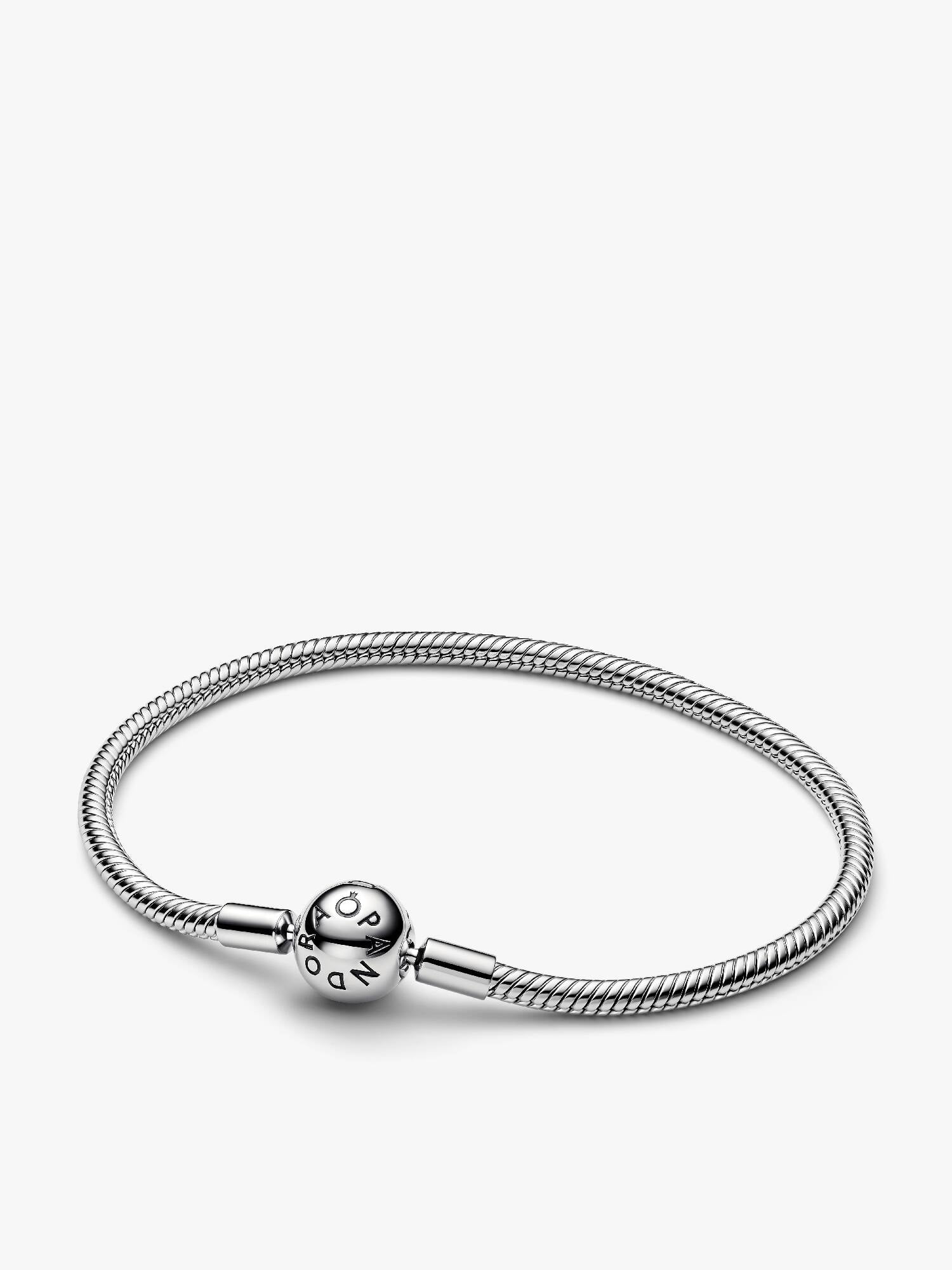Pandora Moments Ball Clasp Snake Chain Bracelet, Platinum Plated