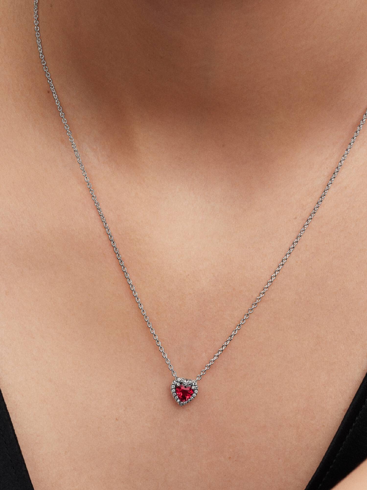 Collier à pendentif Cœur surélevé rouge