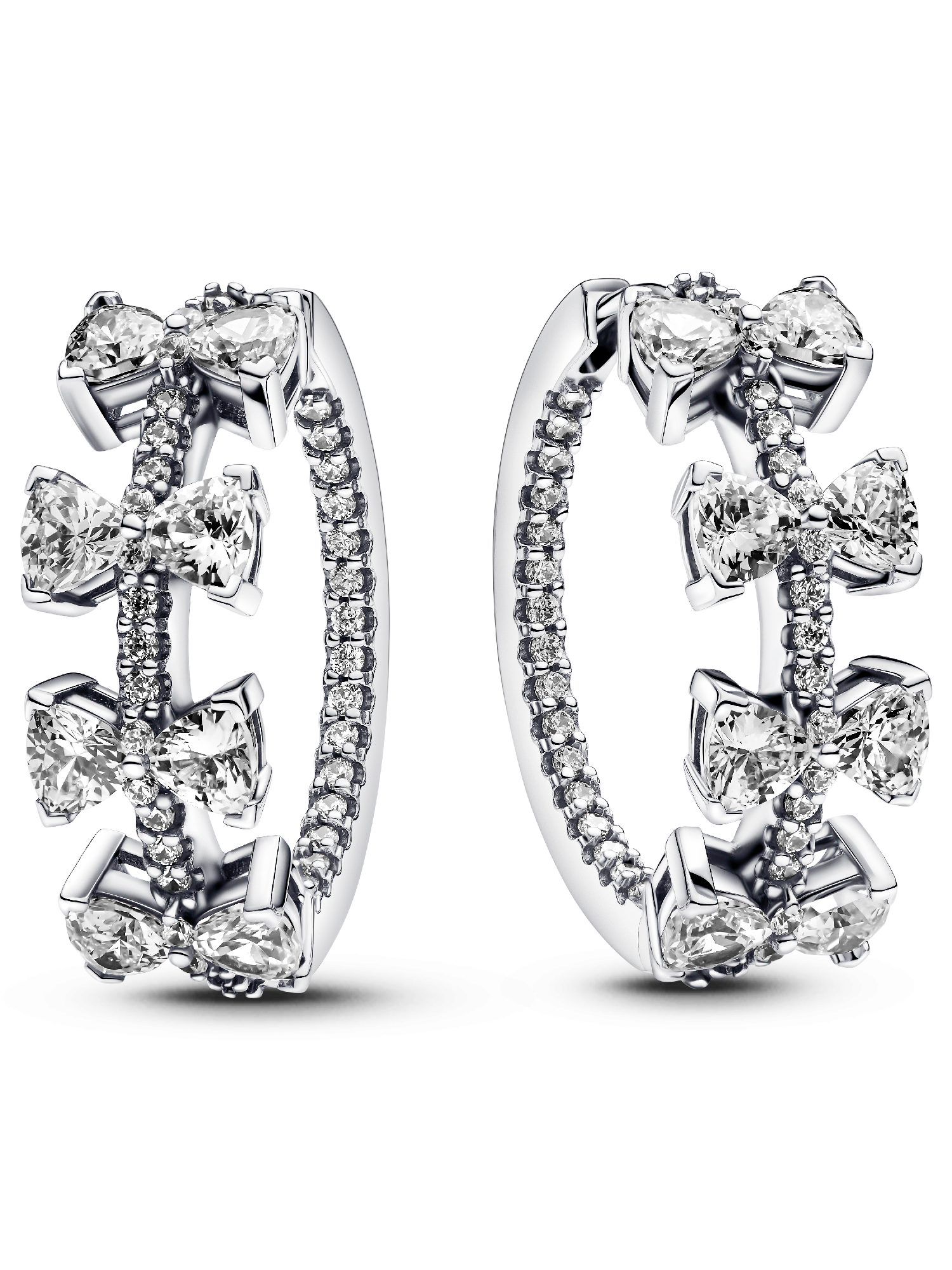 Sparkling Bow Row Hoop Earrings