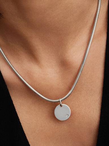 Pendentif étiquette à graver avec diamant cultivé en laboratoire