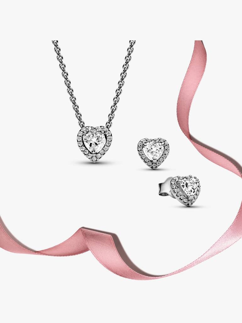 Silver Elevated Heart Jewelry Gift Set