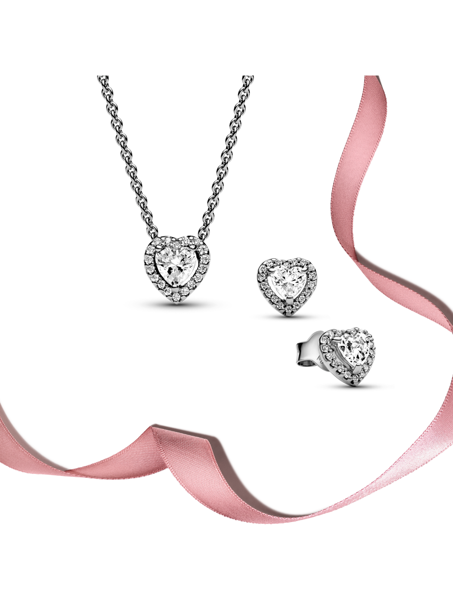 Silver Elevated Heart Jewelry Gift Set