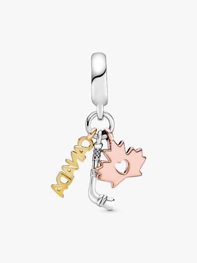 FINAL SALE - Canada, Maple Leaf & Hockey Stick Dangle Charm