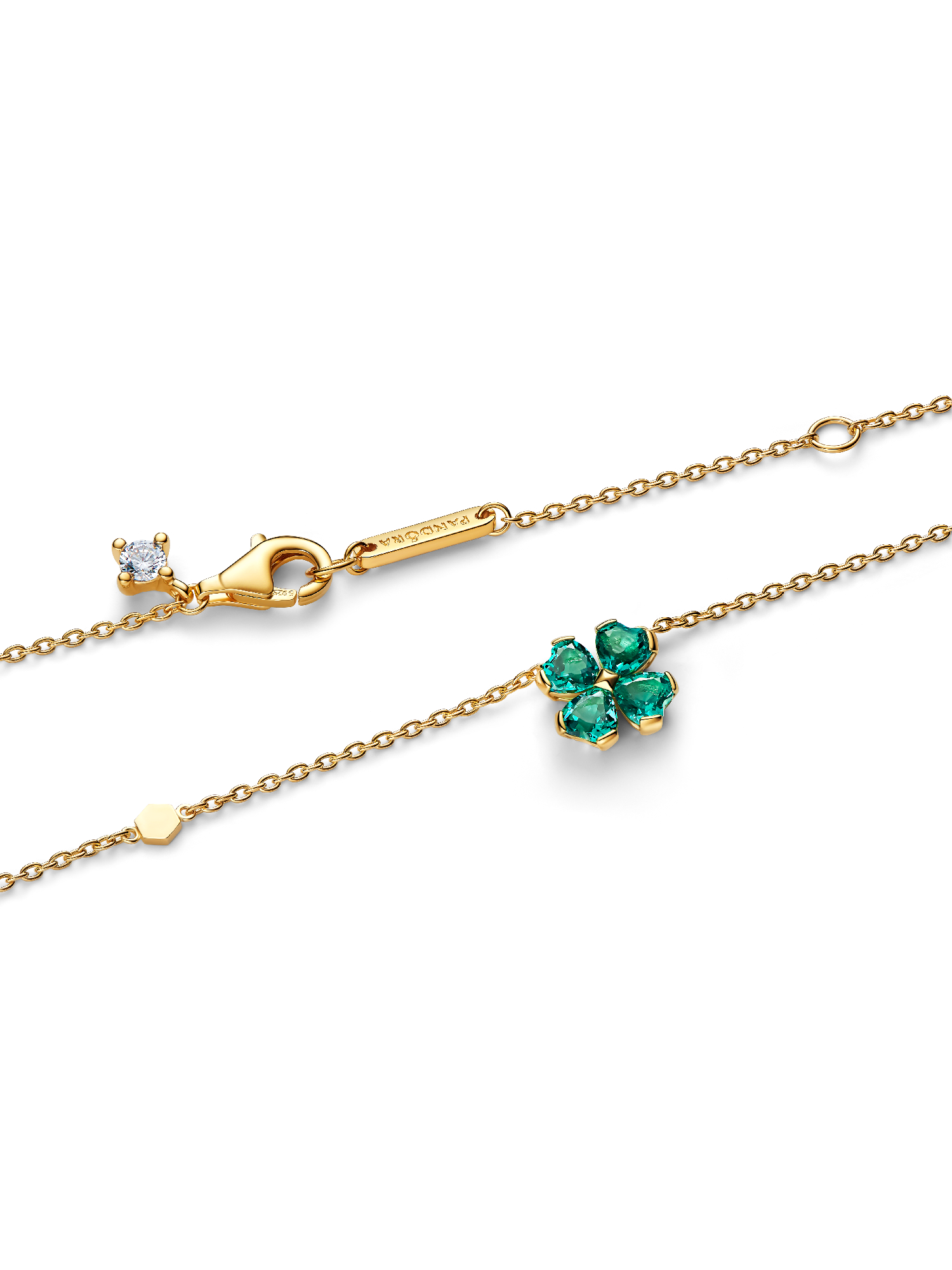Collier à pendentif Trèfle porte-bonheur vert