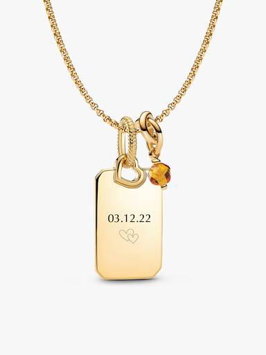 Collier à pendentif gravable avec charm Cercle éternel de novembre