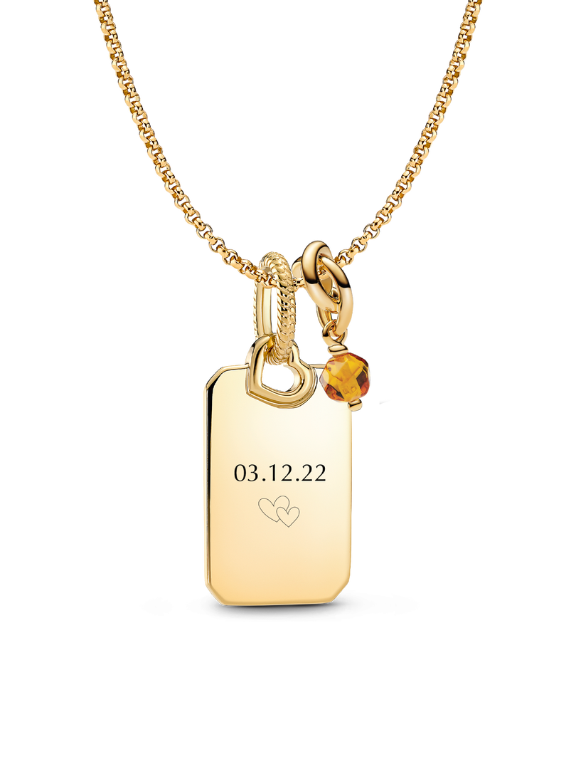 Collier à pendentif gravable avec charm Cercle éternel de novembre