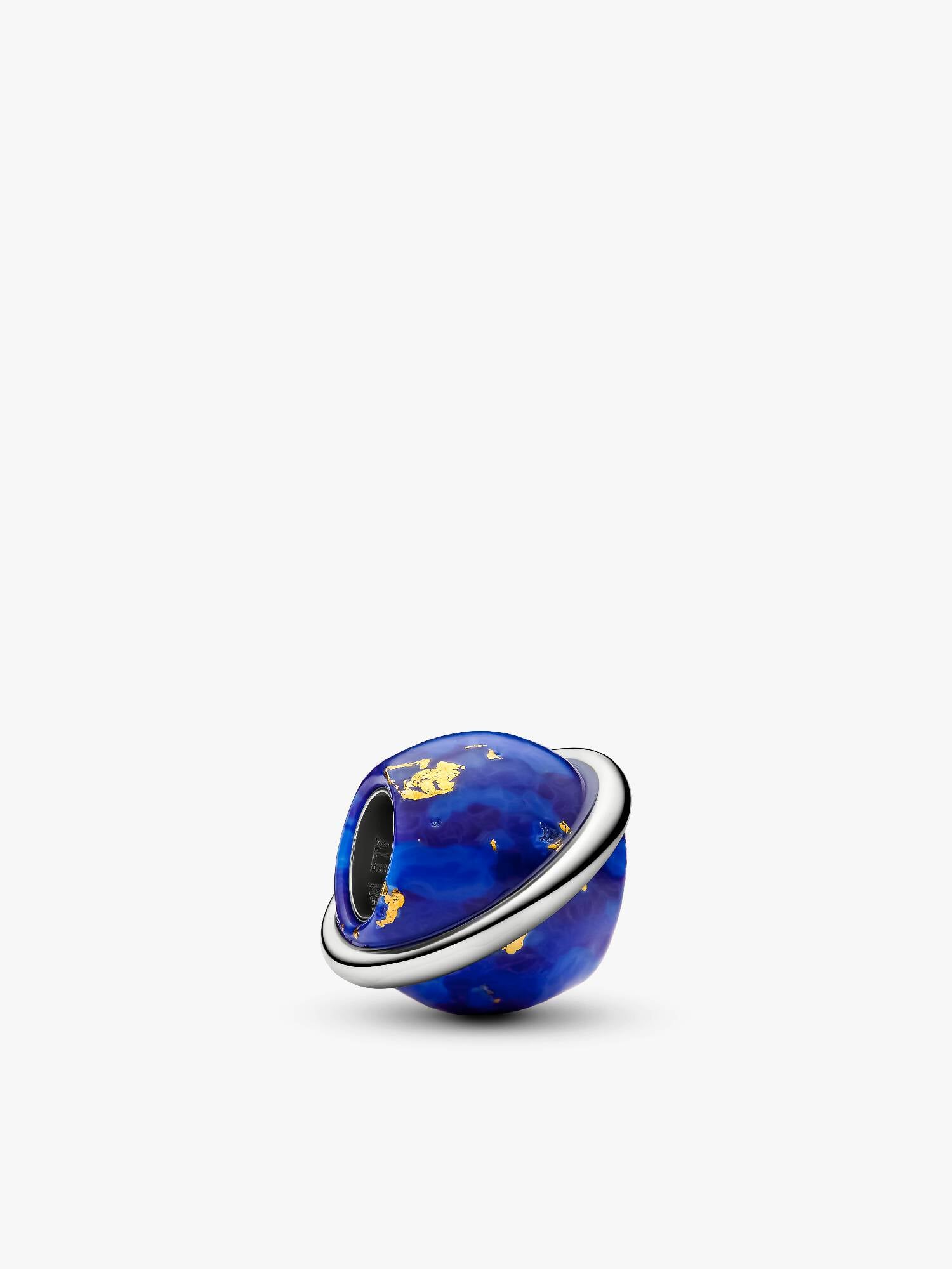 Celestial Blue Planet Charm, Platinum Plated