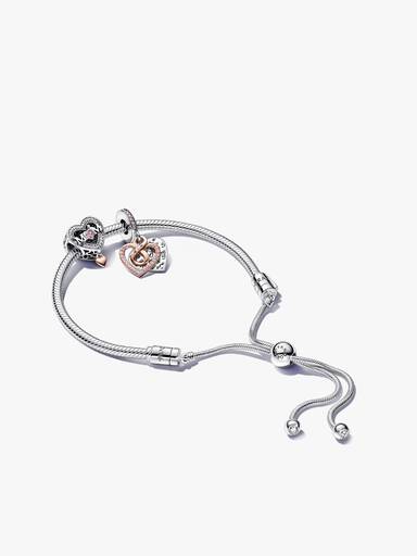 Ensemble de bracelets bicolores à breloques coeur et maman infini