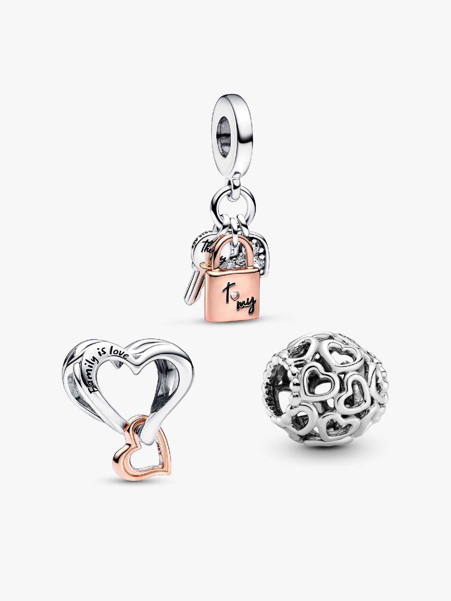 Love Lock and Key Charm Trio