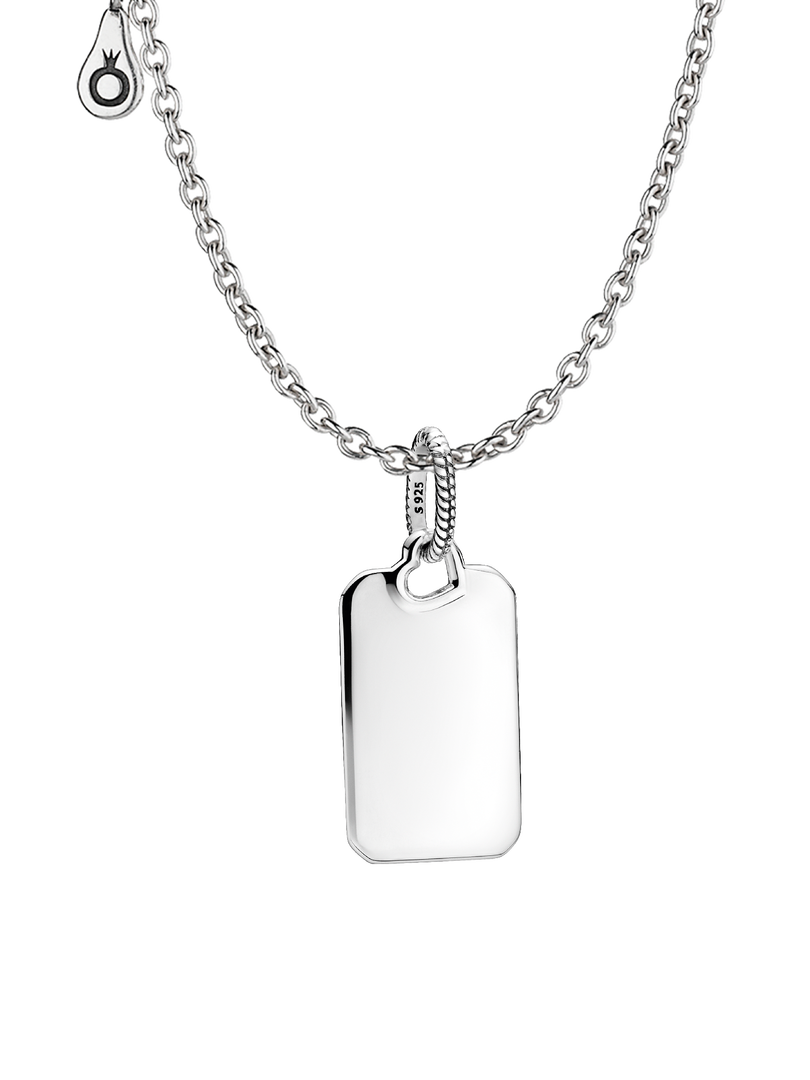 Engravable Rectangle Tag Pendant Necklace Set