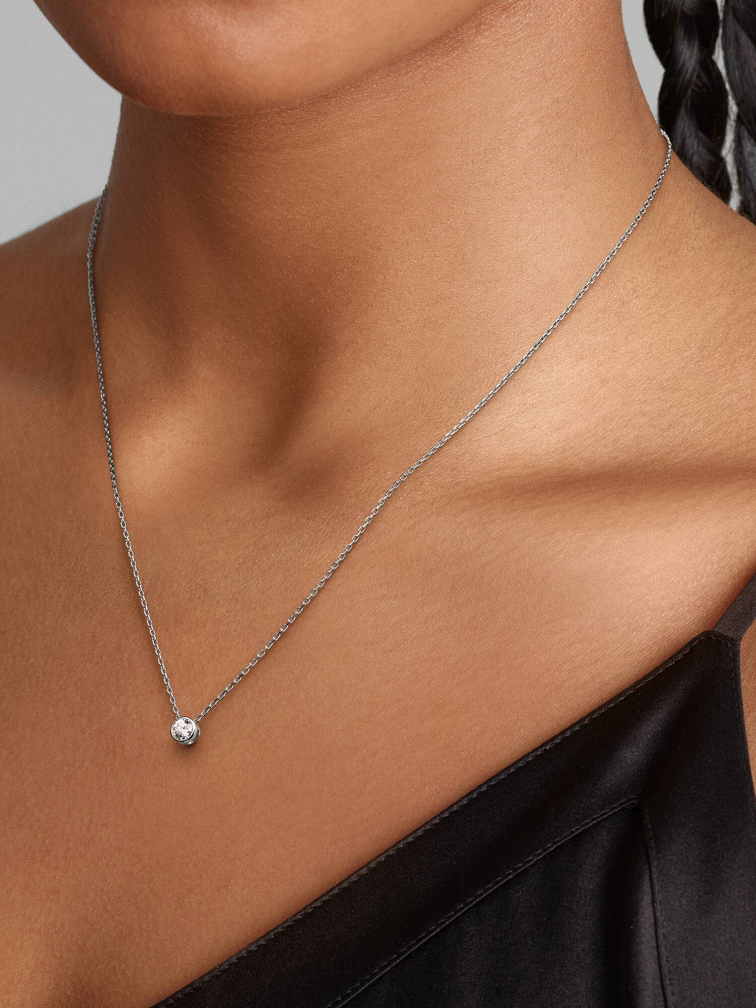 Collier avec pendentif à diamant cultivé en laboratoire en serti clos Pandora Era