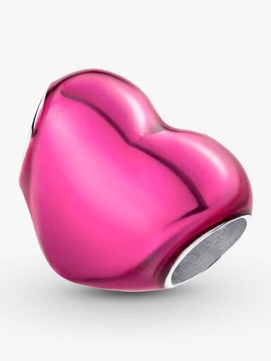 Charm Cœur rose métallique