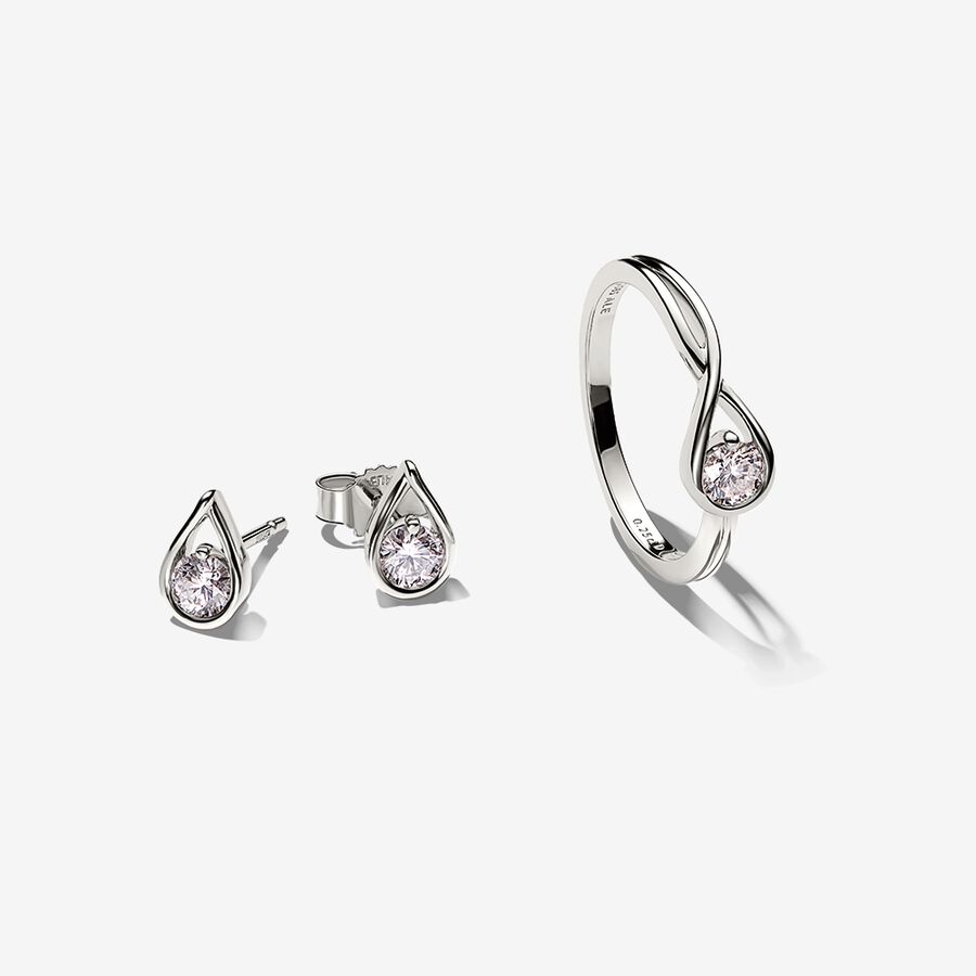 Pandora Infinite Lab-grown Diamond Ring and Earrings Set 0.75 ct tw White Gold image number 0