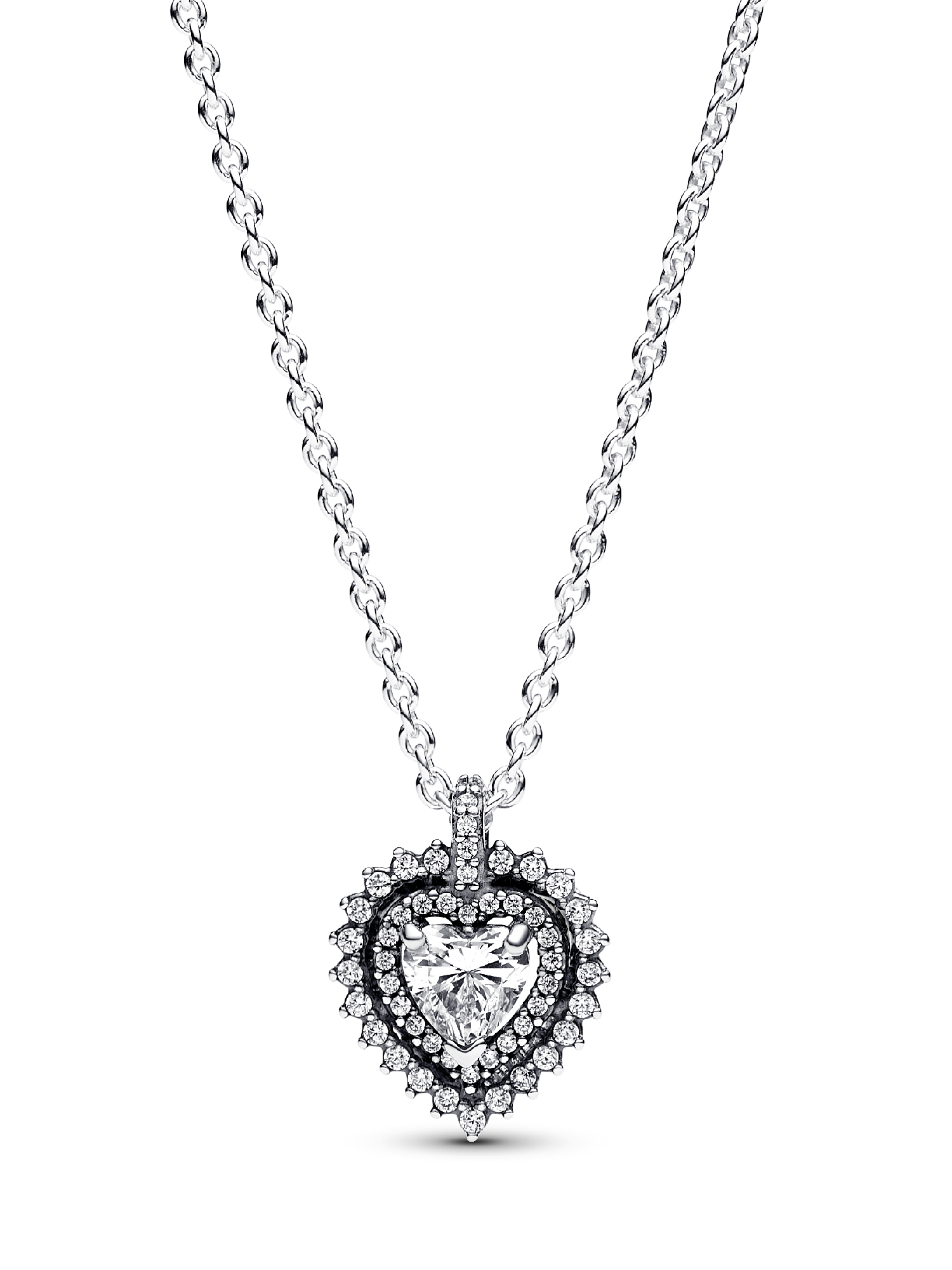 Sparkling Heart Halo Pendant Necklace