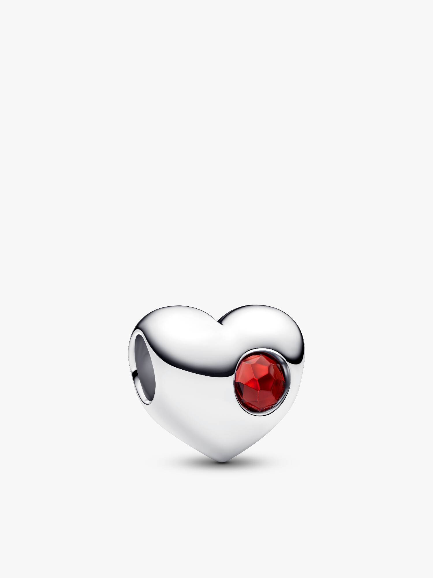 Engravable January Red Stone Heart Charm