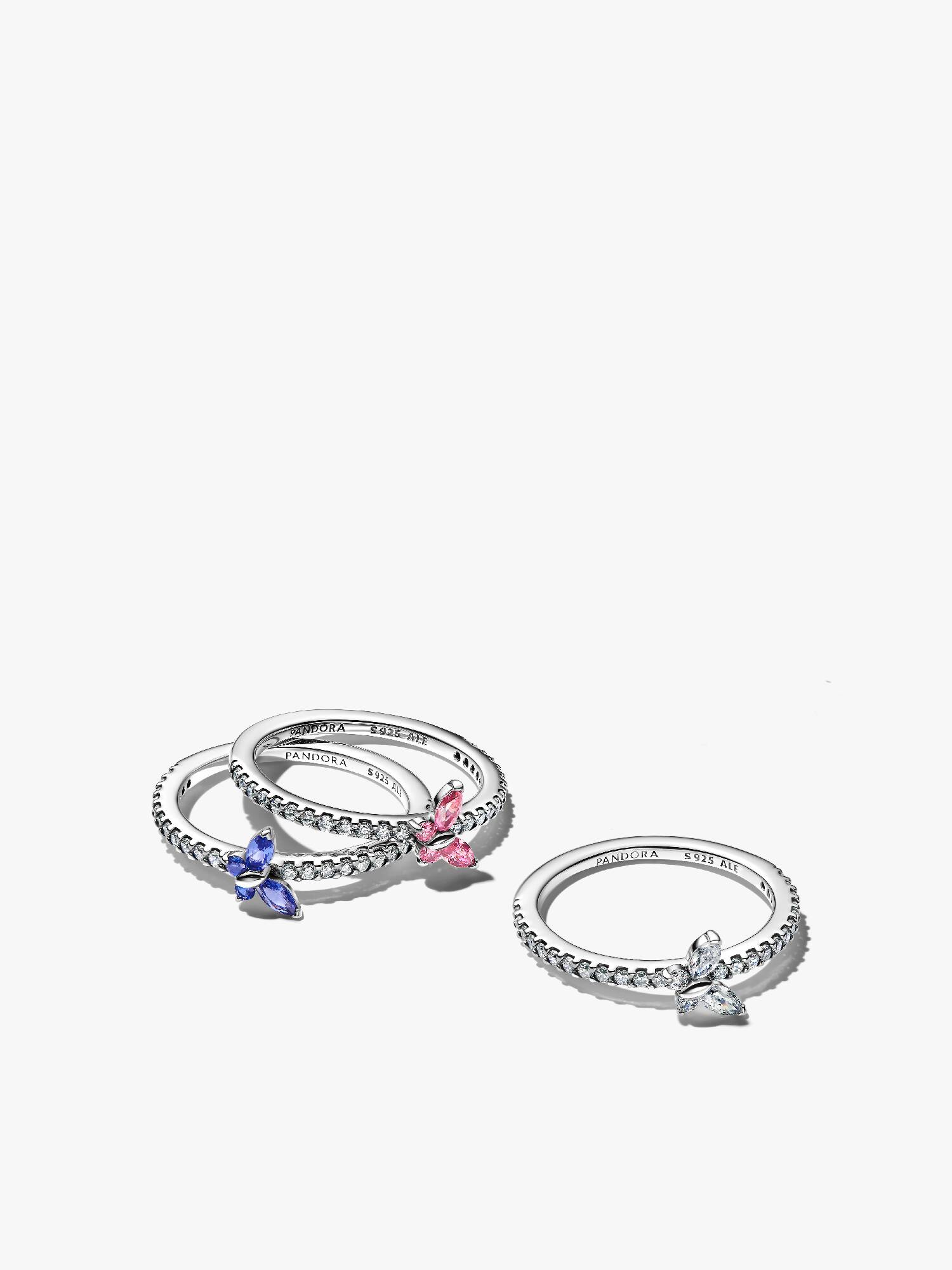 Sparkling Butterfly Friendship Ring Set