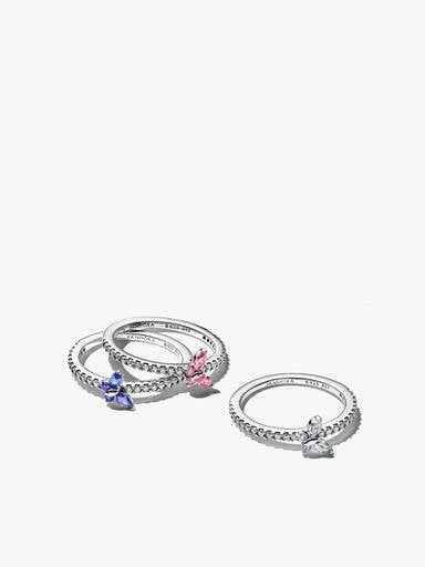 Sparkling Butterfly Friendship Ring Set