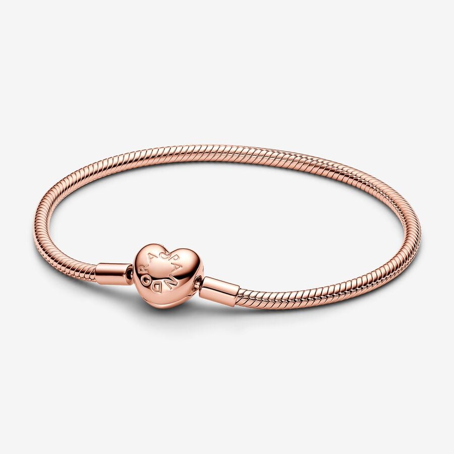 Pandora Moments Heart Clasp Snake Chain Bracelet image number 0