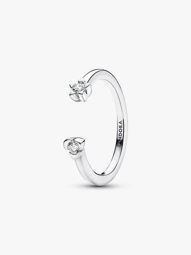 Pandora Talisman Sterling Silver Lab-Grown Diamond Heart & Star Open Ring