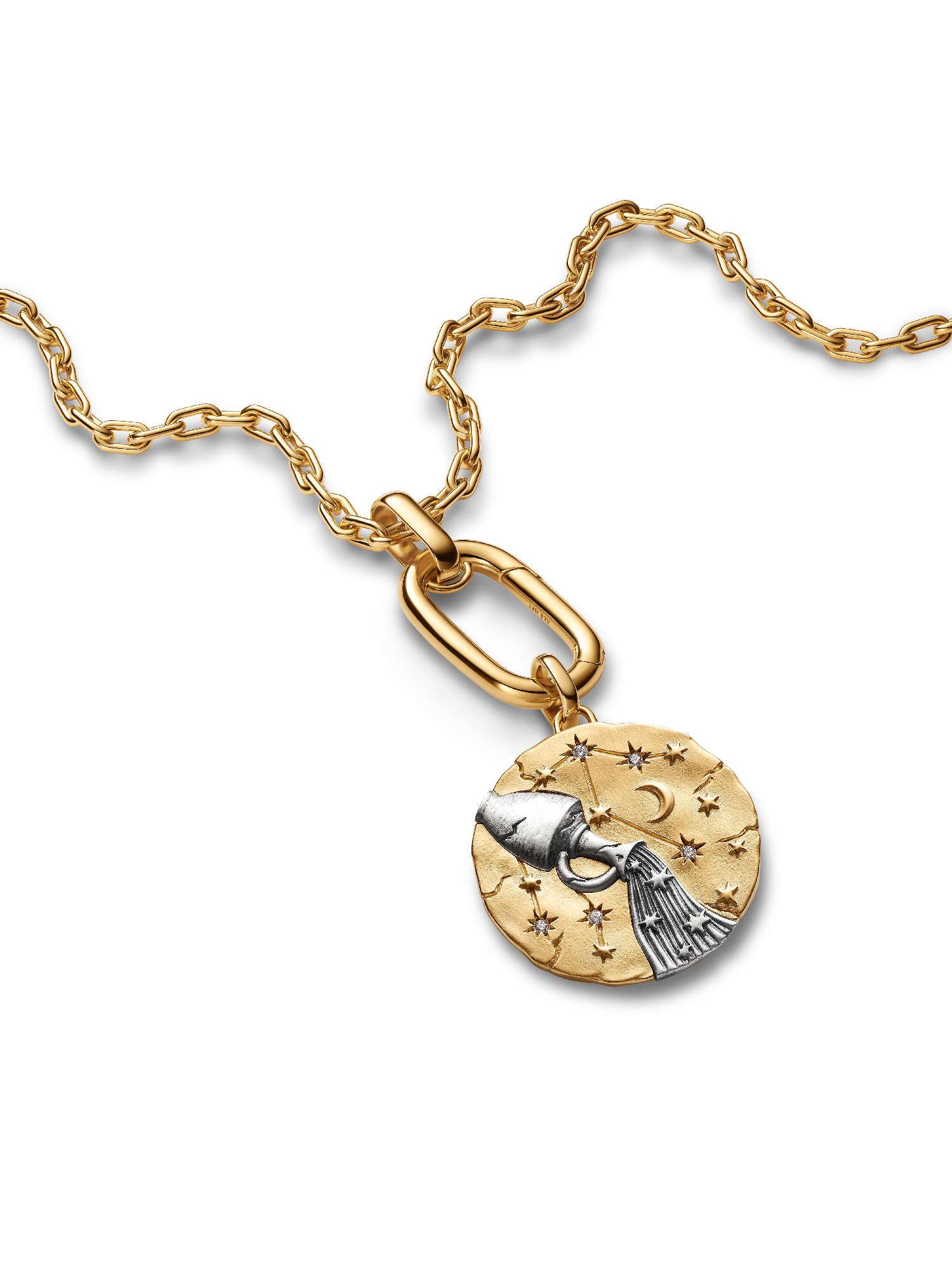 Aquarius Zodiac Oversized Medallion Charm