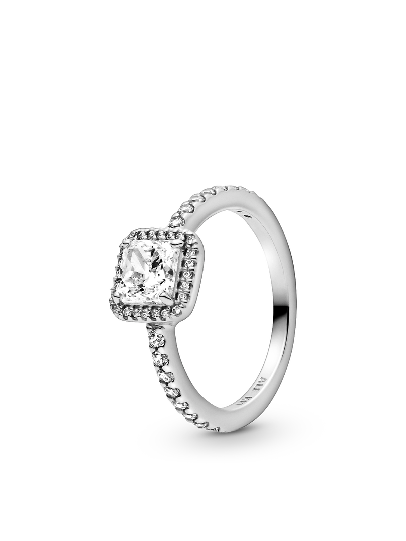 True Elegance Square Halo Ring Set