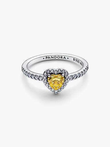 Bague scintillante Cœur surélevé