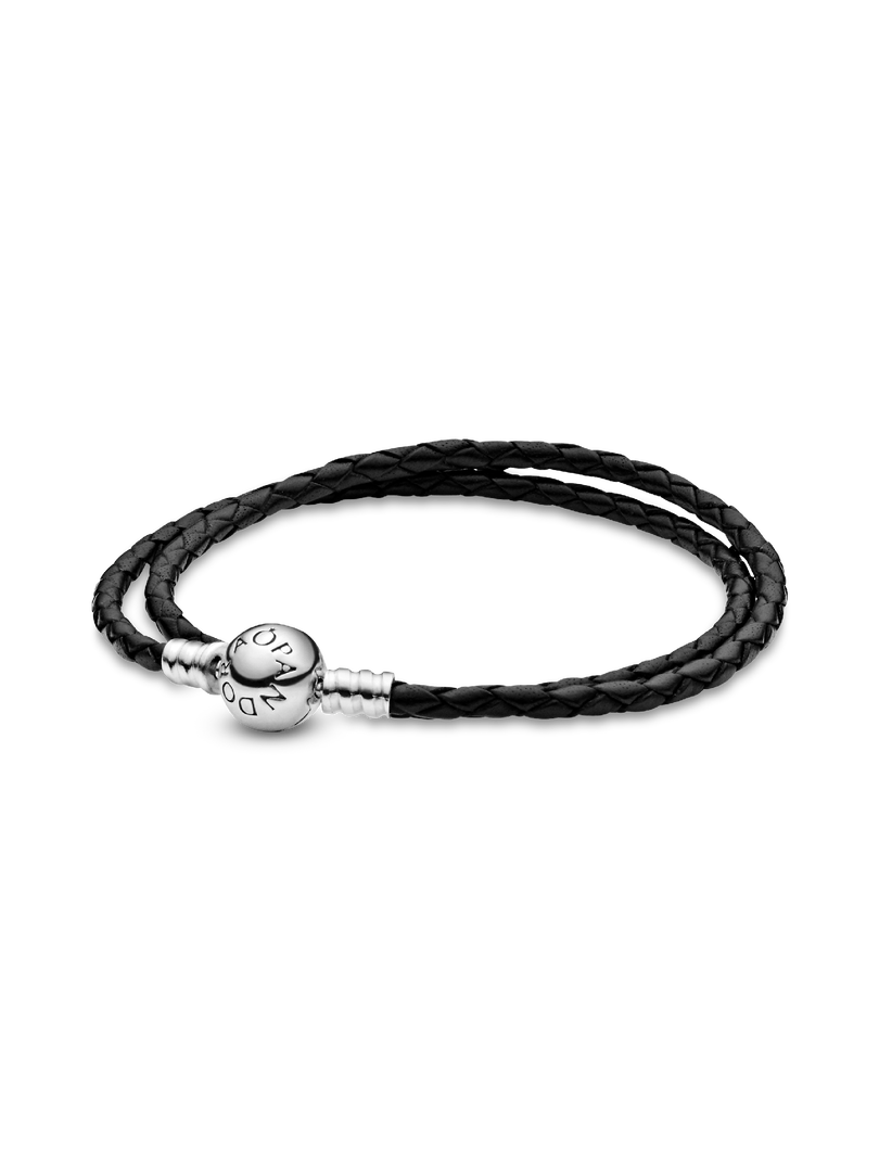 Double Black Leather Bracelet