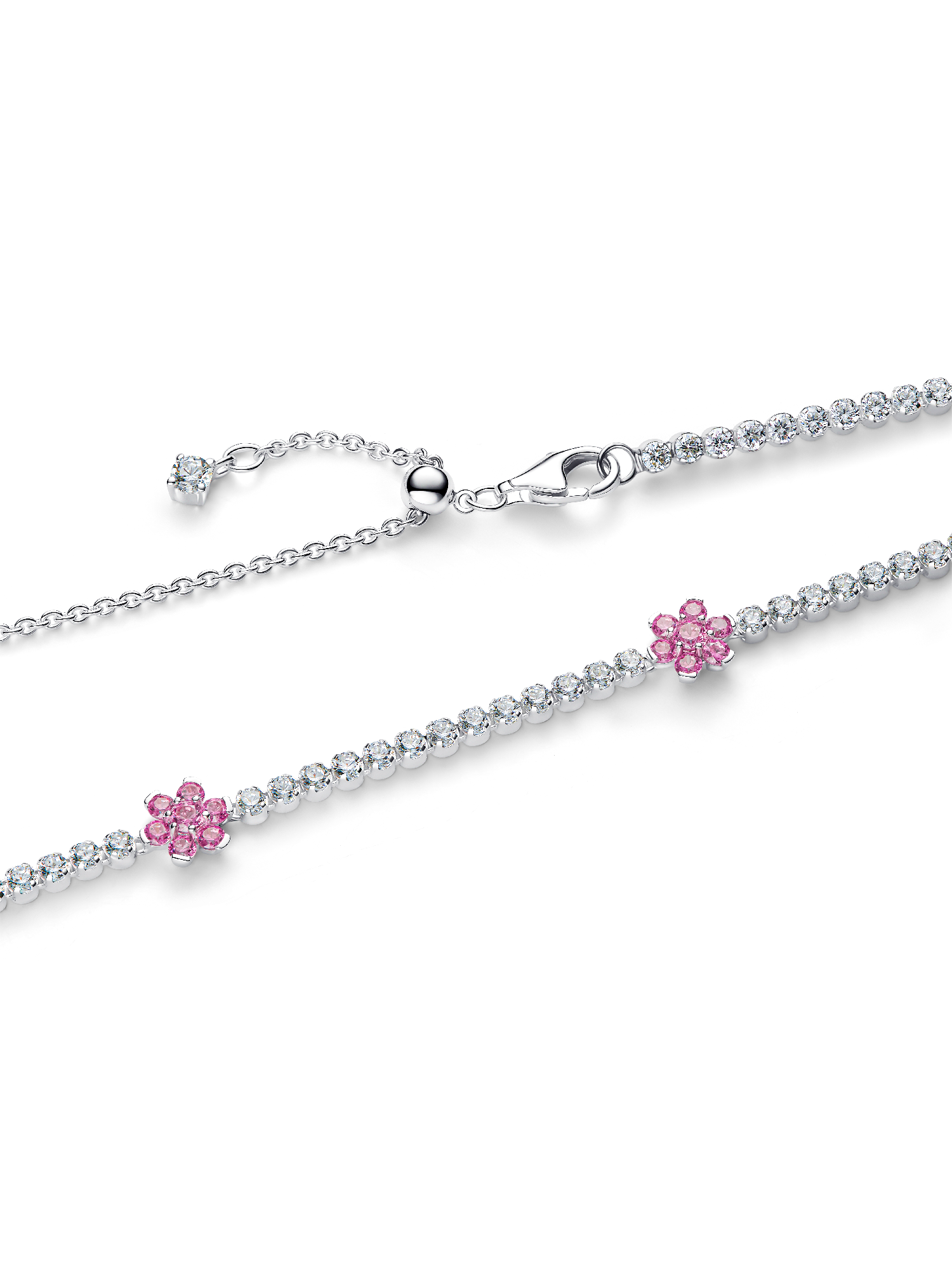 Collier tennis Fleur rose