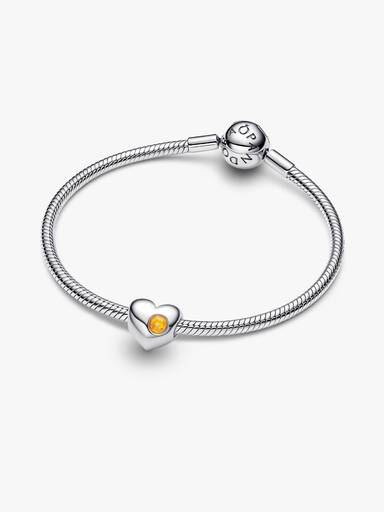 Charm Cœur avec pierre couelur miel de novembre gravable