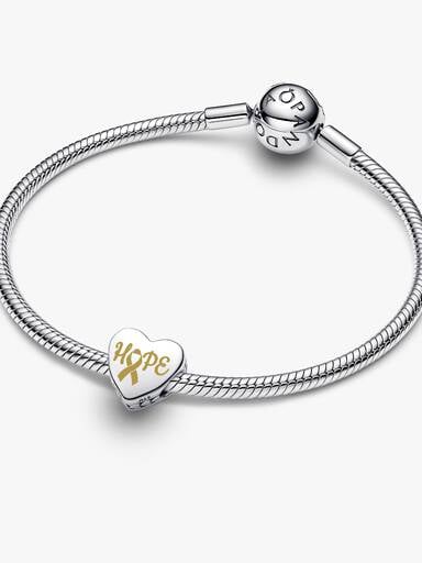 Hope Gold Ribbon Heart Charm