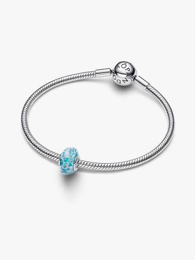 Charm verre de Murano turquoise et paillettes