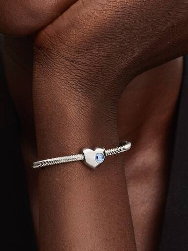 Engravable March Sea Aqua Blue Stone Heart Charm