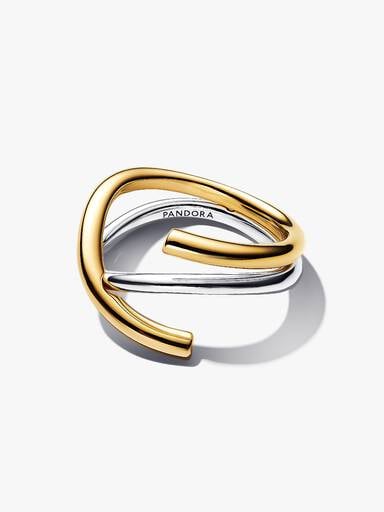 Bague double de forme organique bicolore