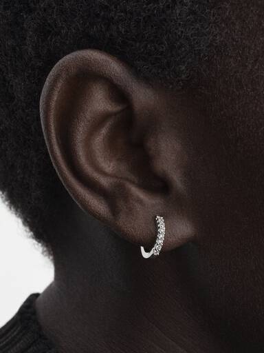 Pandora Era 14k White Gold Micro Lab-grown Diamond Pavé Hoop Earrings