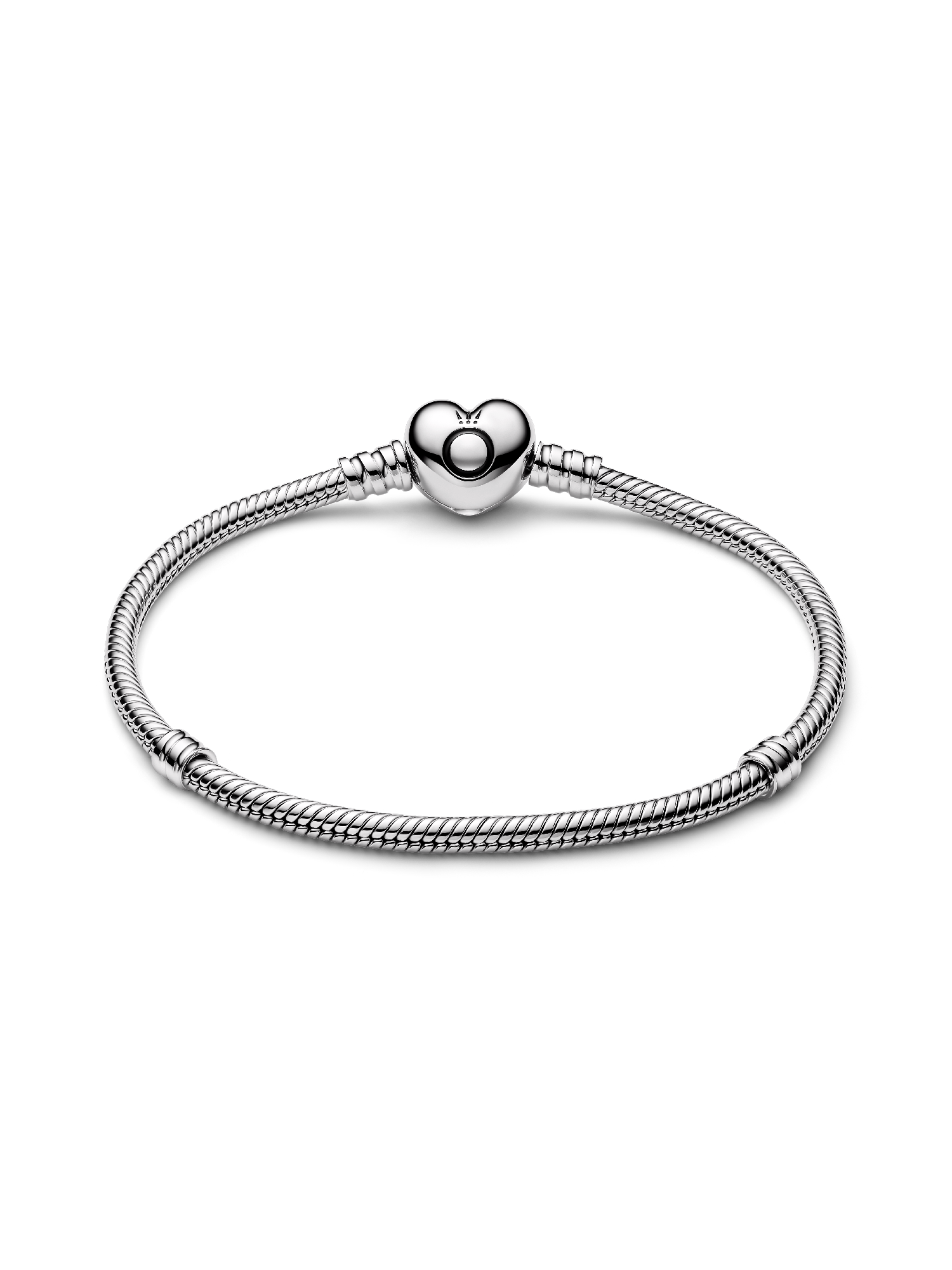 Pandora Moments Heart Clasp Snake Chain Bracelet, Platinum Plated