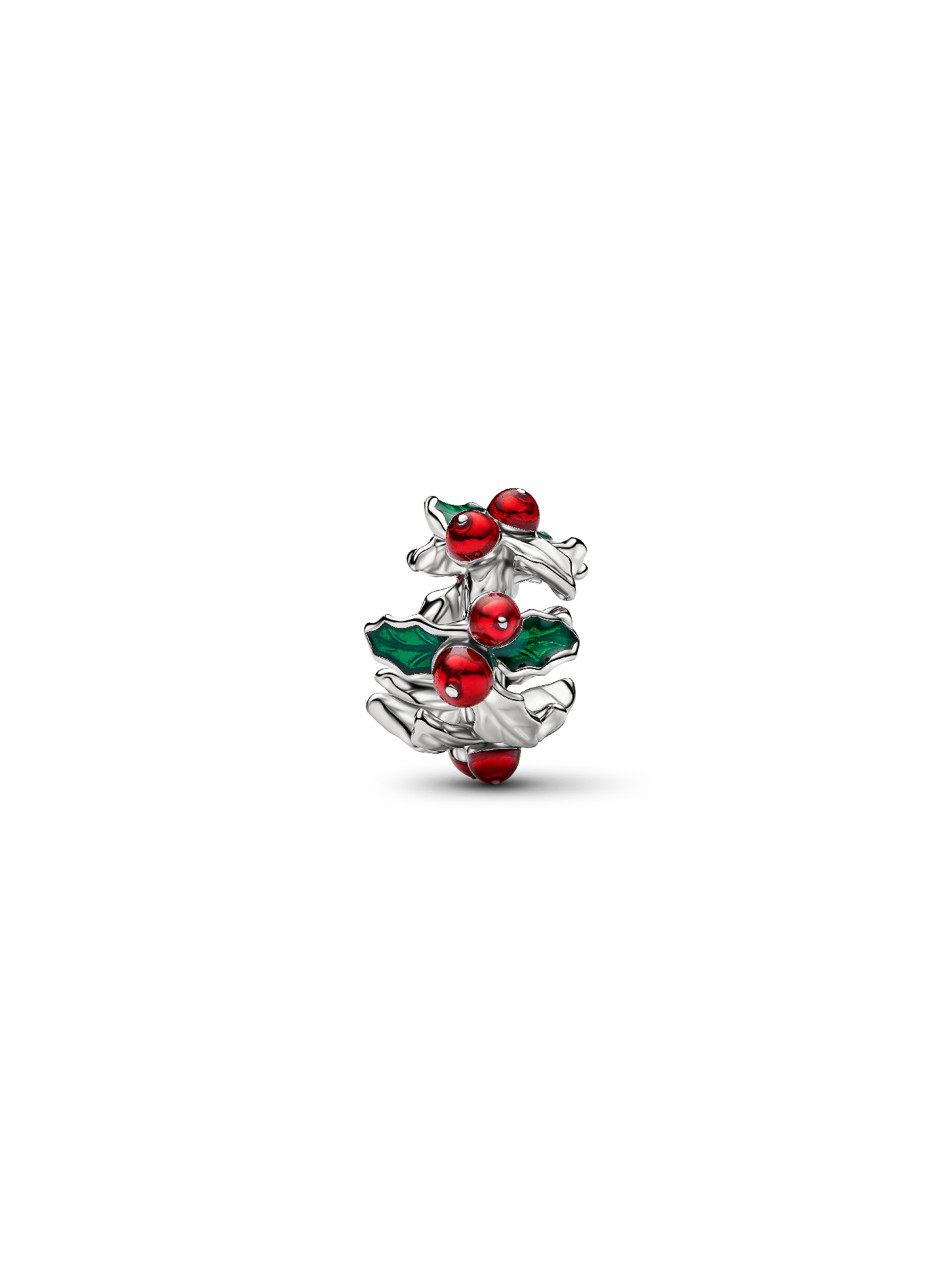 Christmas Holly Charm, Platinum Plated