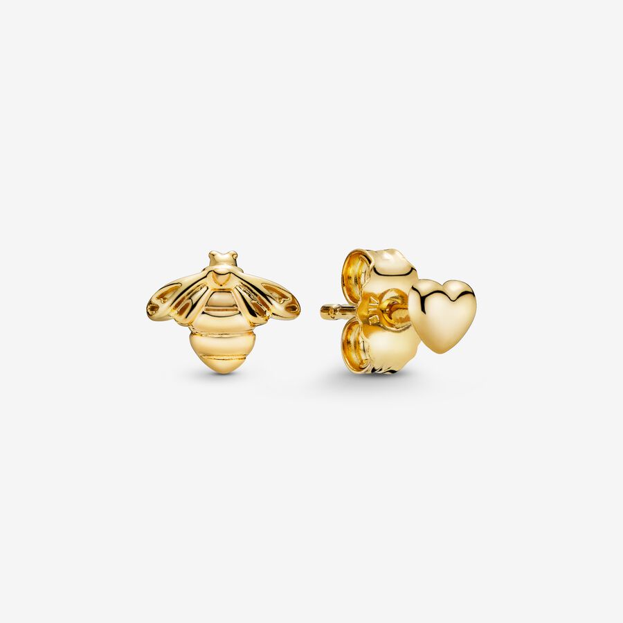 FINAL SALE - Bee and Heart Stud Earrings image number 0