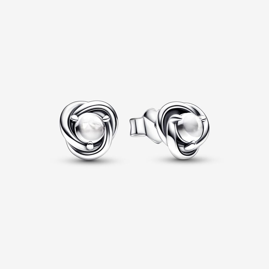 April Birthstone Eternity Circle Stud Earrings image number 0
