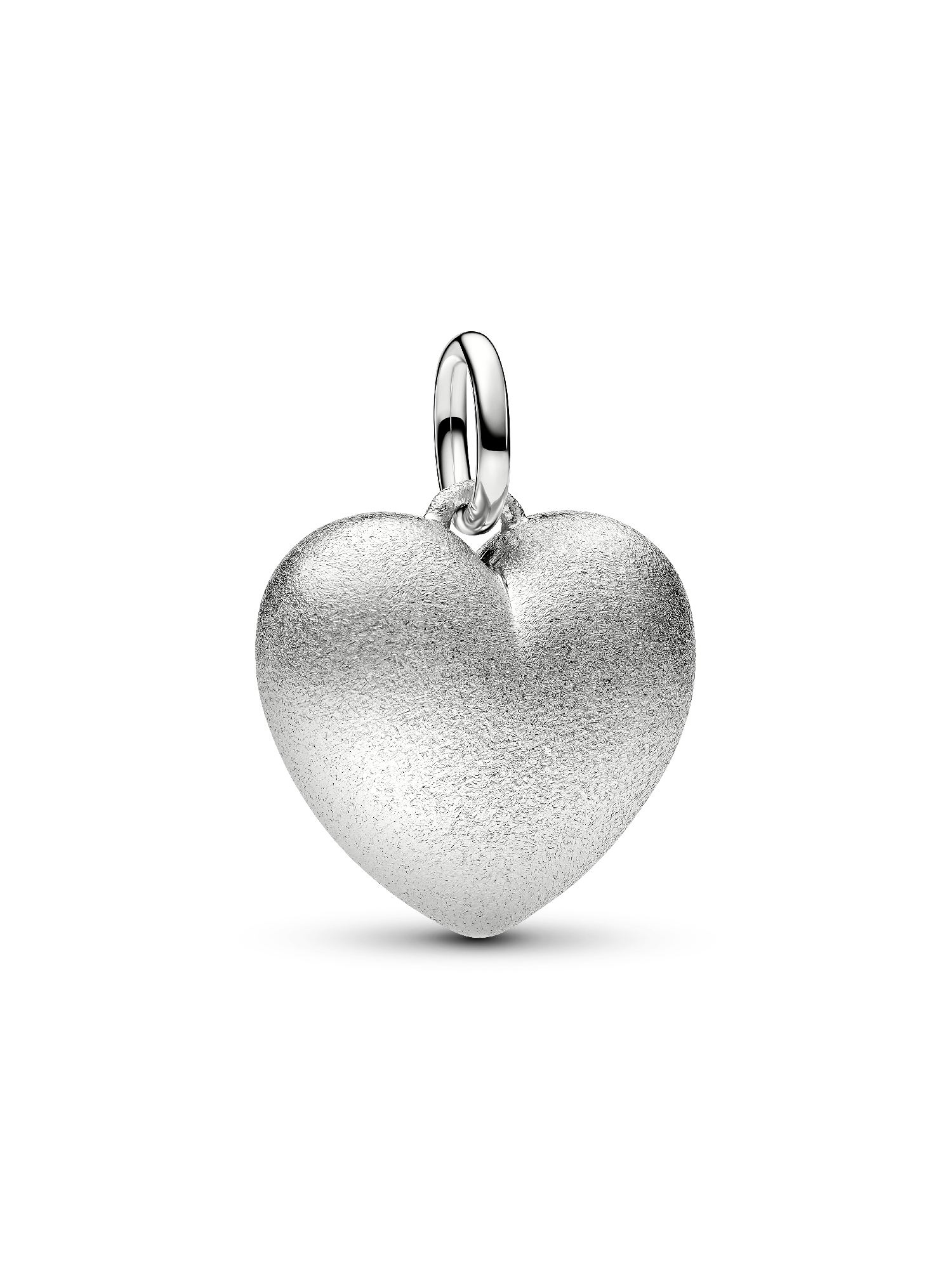 Matte Puffy Heart Dangle Charm, Platinum Plated