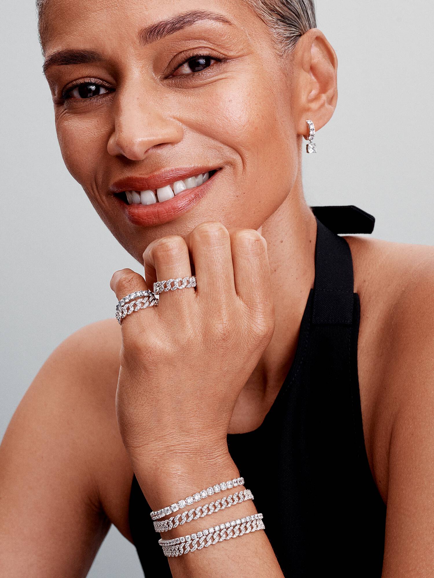 Sparkling Tennis & Cuban Chain Bracelet Stack
