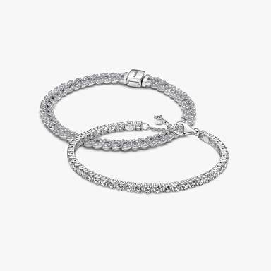 Sparkling Tennis & Cuban Chain Bracelet Stack