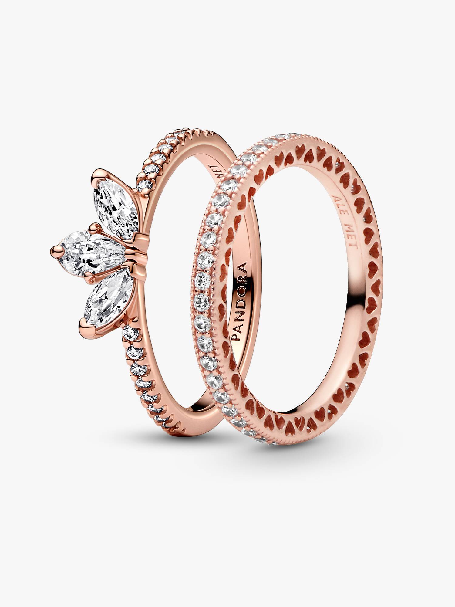 Ensemble de bagues diadème en forme de larme en or rose