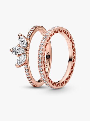 Rose Gold Tear-shaped Tiara Ring Set