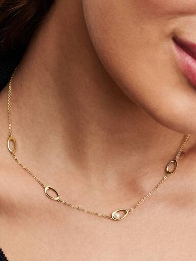 Collier Ovale de forme organique et perle de culture d’eau douce traitée