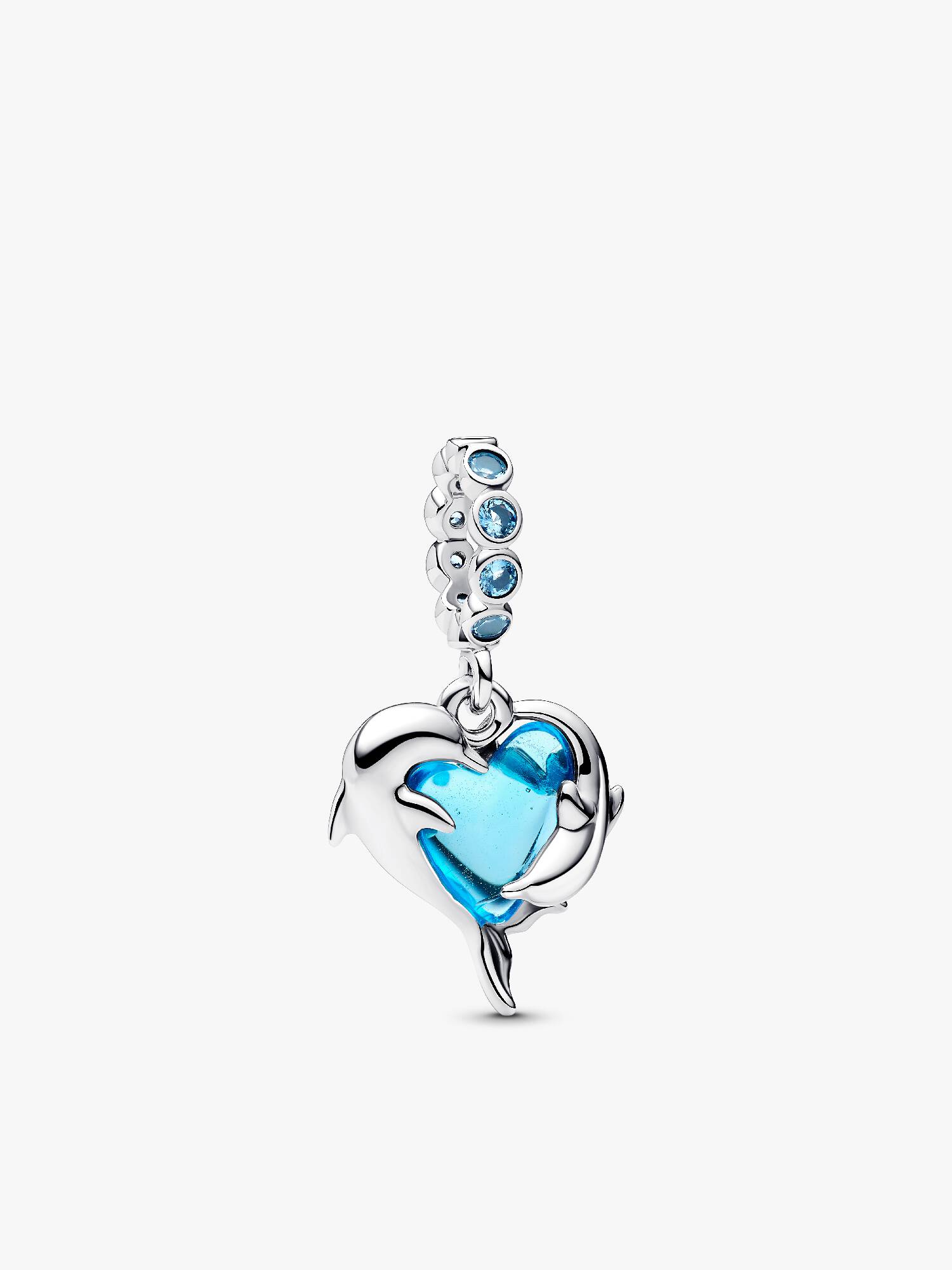 Charm-pendentif Dauphins en verre de Murano bleu