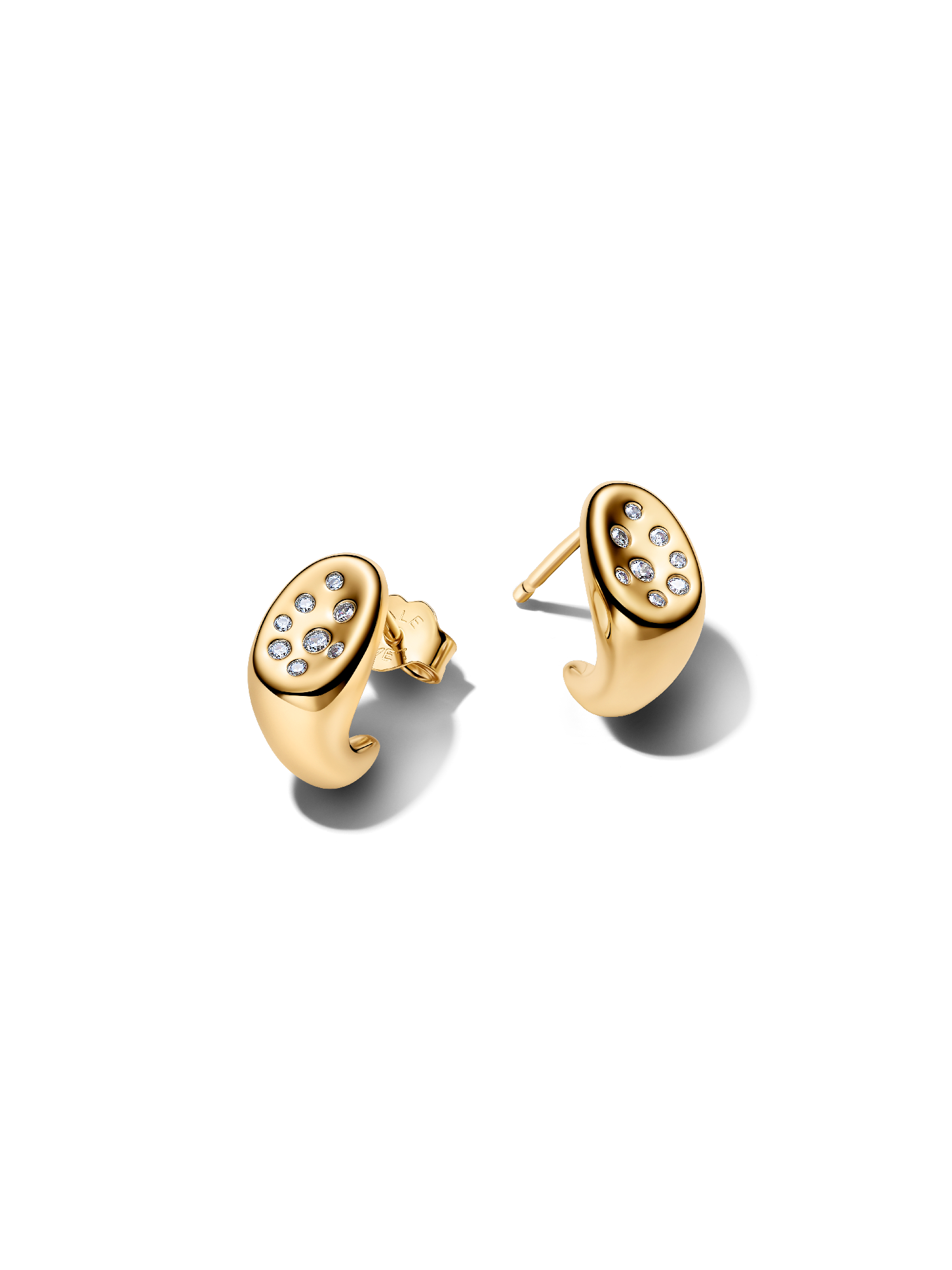 Organically Shaped Stone-Set Stud Earrings