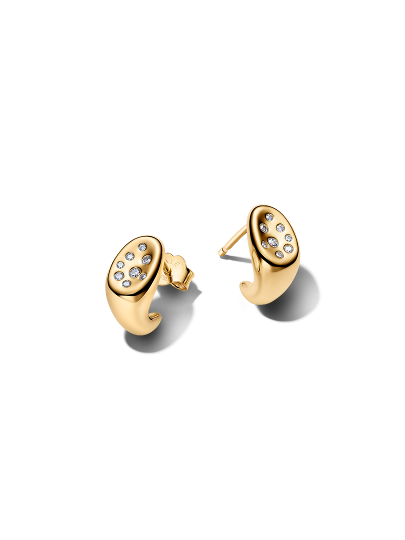 Organically Shaped Stone-Set Stud Earrings